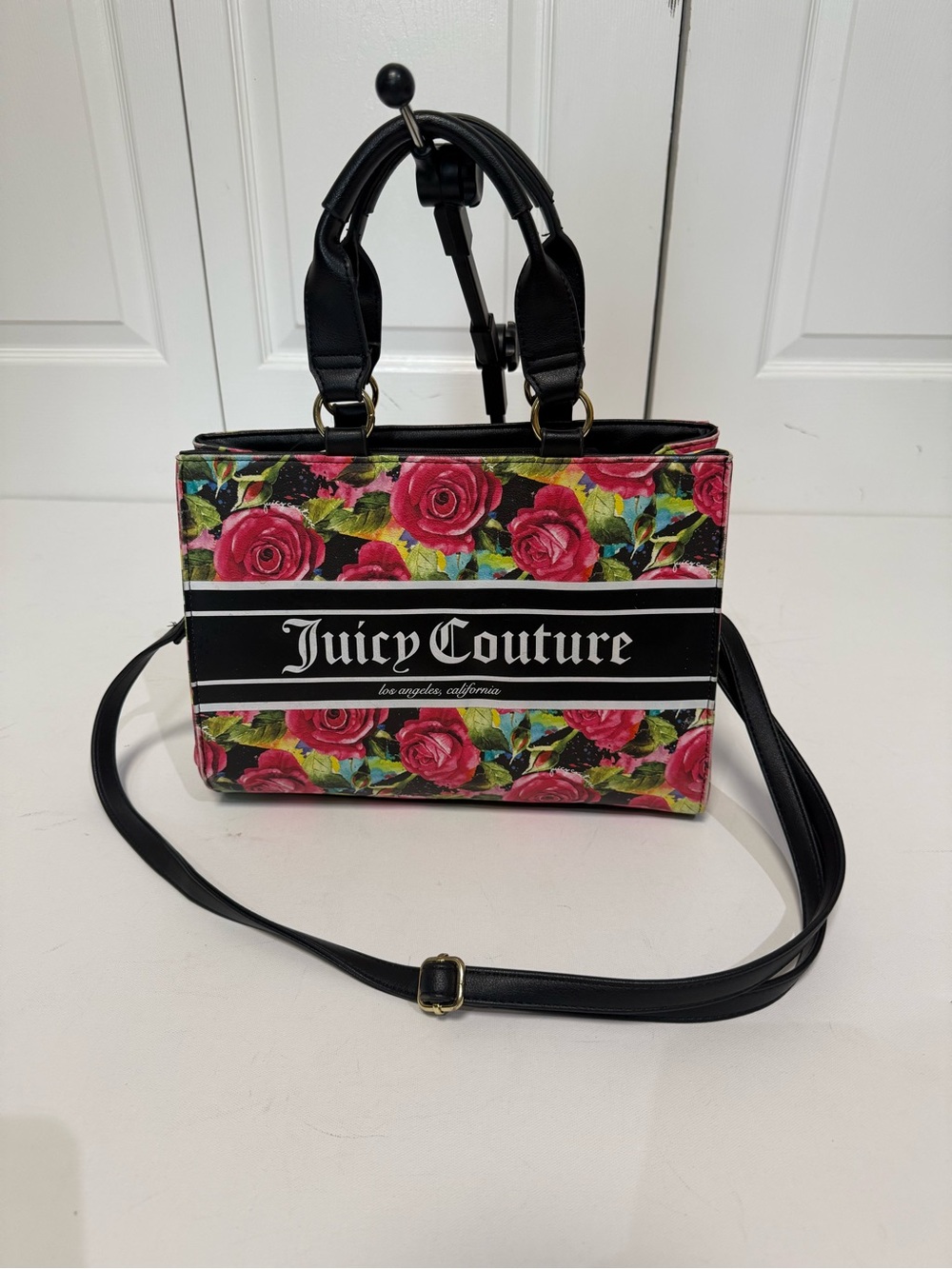 Juicy Couture Floral Rose Print Tote Bag with Removable Strap